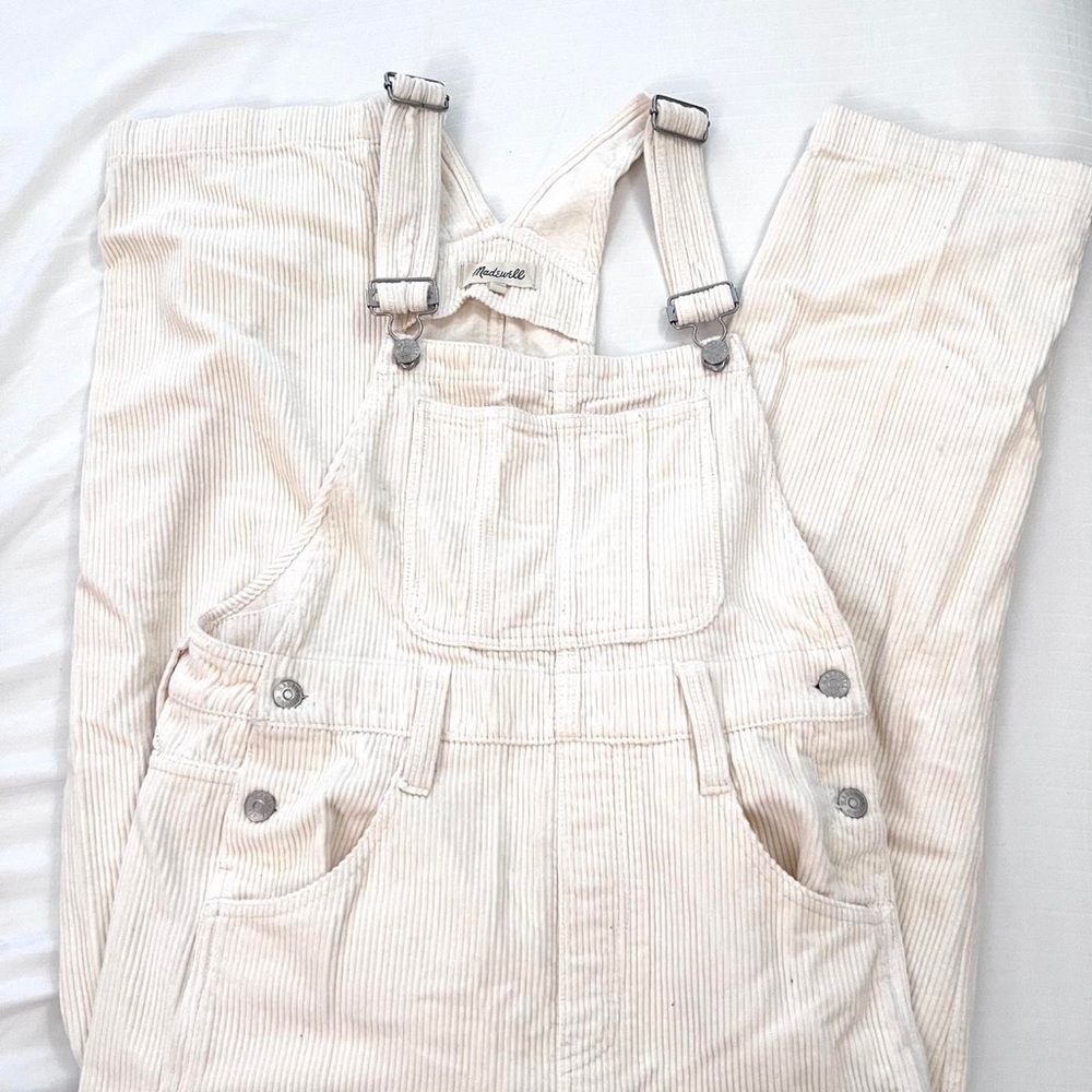 Madewell White Corduroy Overalls